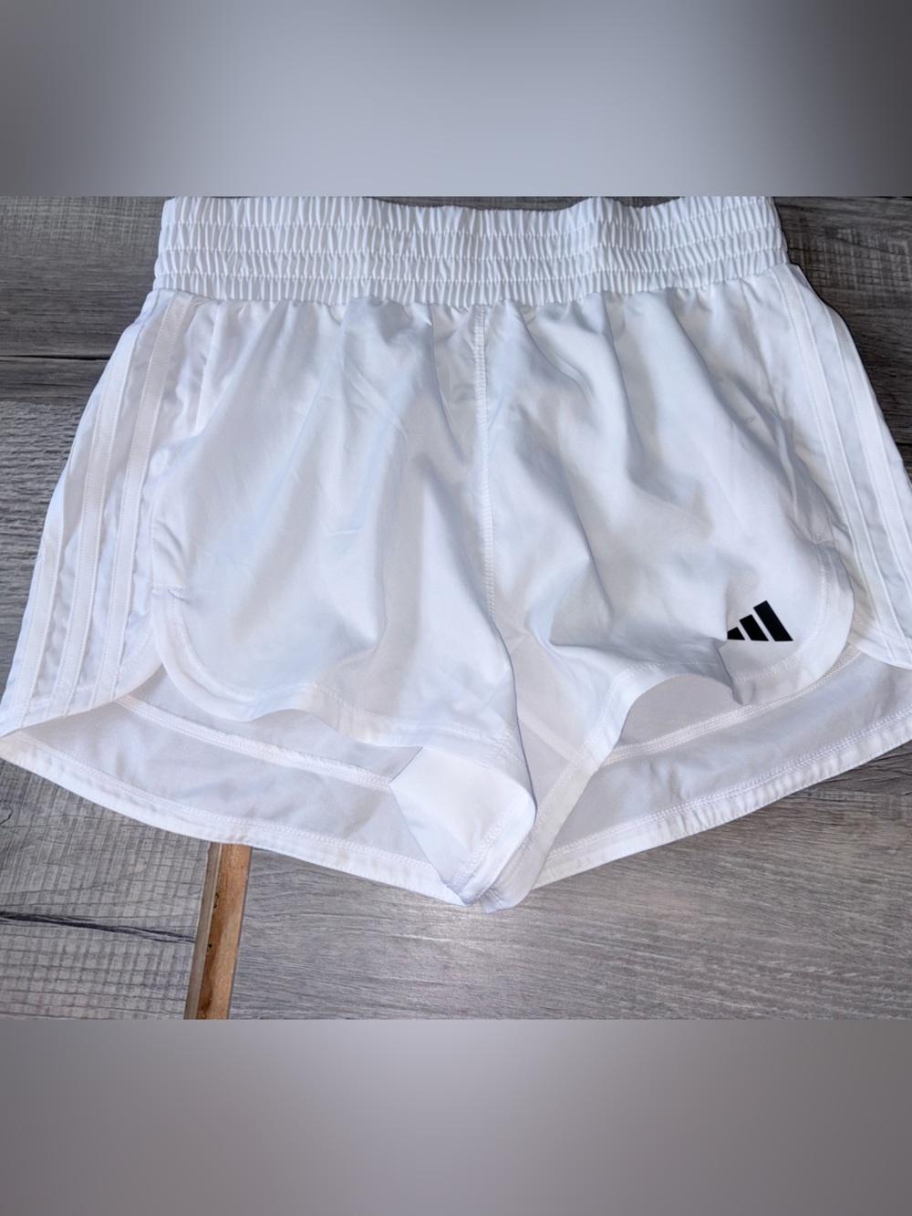 adidas White Athletic Running Shorts with Black Logo